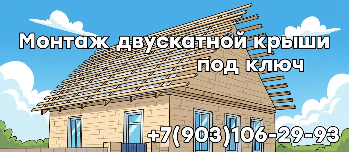 Монтаж двускатной крыши под ключ в Чехове и Чеховском районе